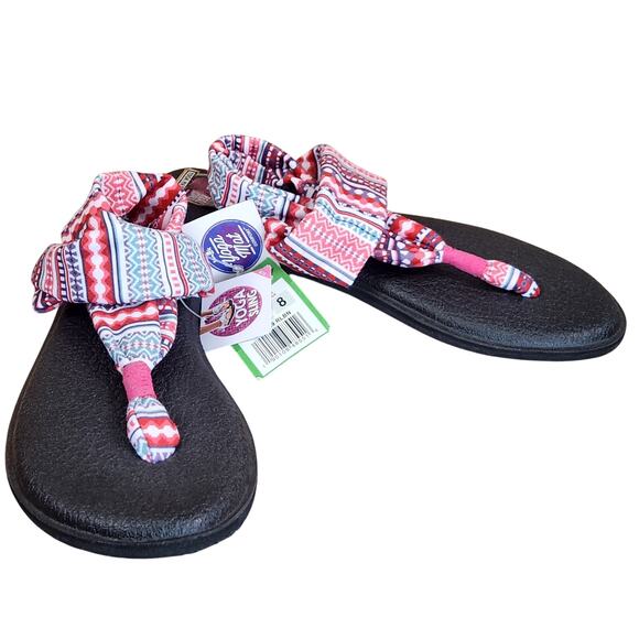 Sanuk Yoga Sling 2 Prints Sandals Women’s SZ 8 Multi-Color Geometric Comfort NEW - Picture 2 of 12